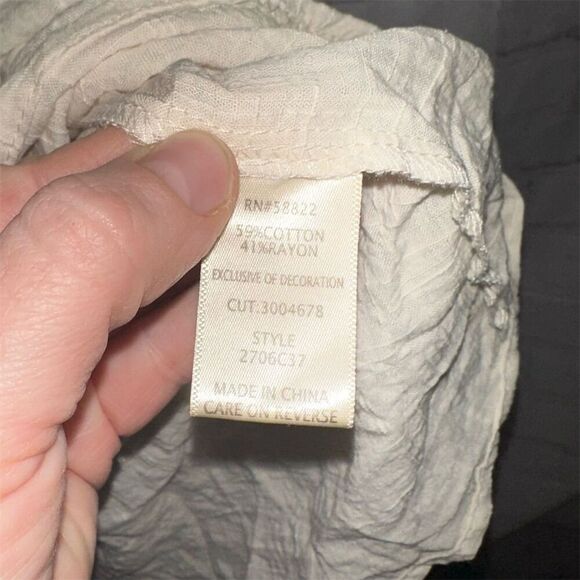 NWT Max Studio Women's White Boho Blouse Size L 3/4 Sleeve Scoop Neck Bin K - Picture 4 of 7